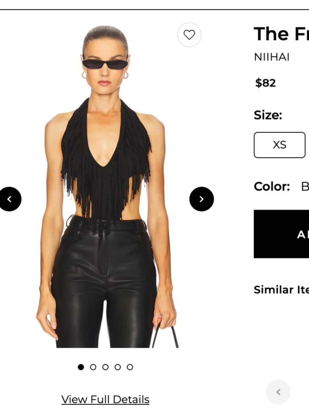NIIHAI Fringe Bodysuit Black